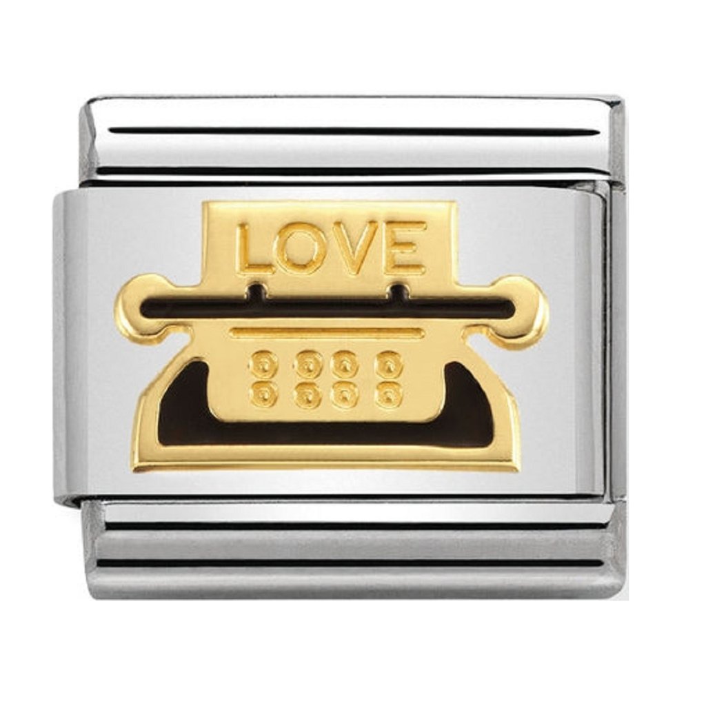 Nomination Classic Gold Black Typewriter Love Charm Link 03028319