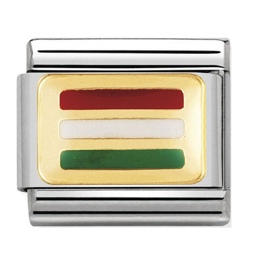 Nomination Classic Gold Hungary Flag Travel Charm Link 03023428