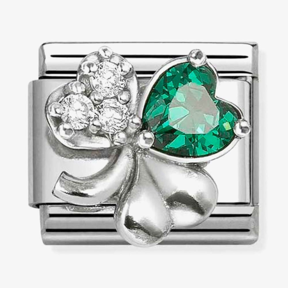Nomination Classic Symbols Green Sparkling Clover Charm 330322/10