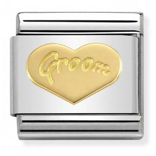 Nomination Classic Gold Heart Groom Wedding Charm Link 03016234