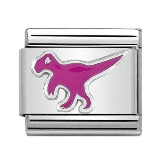 Nomination Classic Silver Pink T-Rex Dinosaur Animal Charm Link 33020421