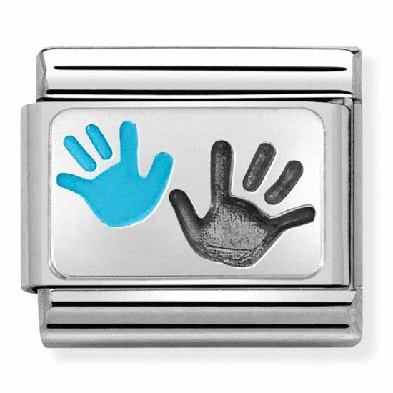 Nomination Classic Silver Blue Hands Parent Child Charm 33020843