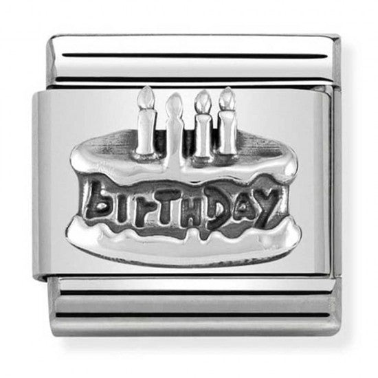 Nomination Classic Silver Birthday Cake Charm Link 33010120