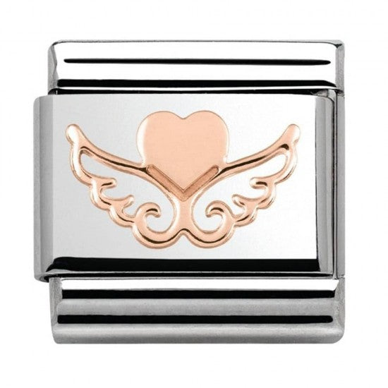 Nomination Classic Rose Gold Angel Flying Heart Charm Link 43010401