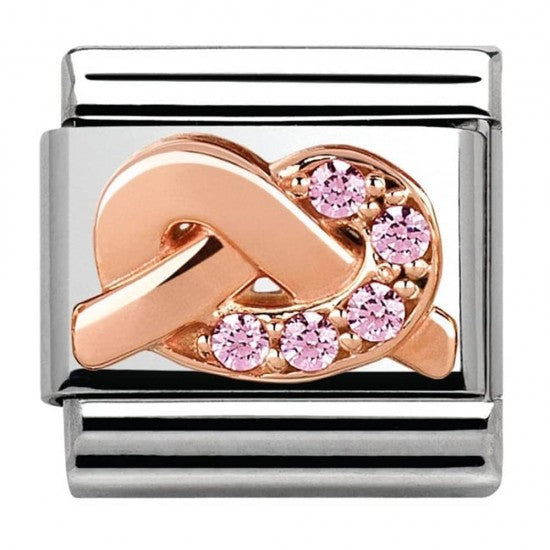 Nomination Classic Rose Gold Infinity Knot Pink CZ Mother & Daughter Charm Links 43030207