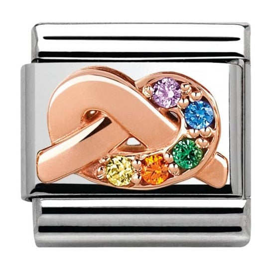 Nomination Rose Gold Infinity Knot Multicolour CZ Friendship charm 43030211