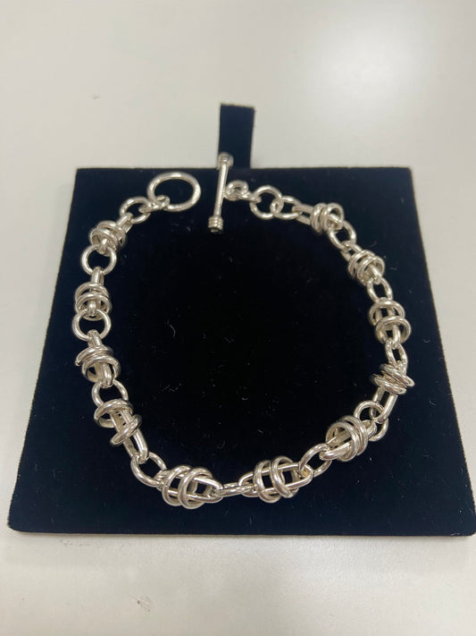 Silver Bracelet Hand Made Double Round Link