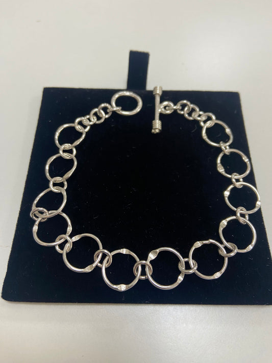Silver Bracelet Hand Made Large Round Dimple Bracelet