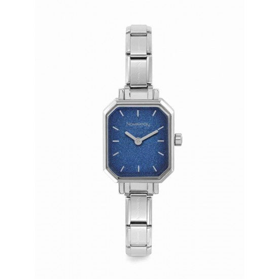 Nomination Classic Paris Watch Bracelet Silver Blue Glitter Rectangular
