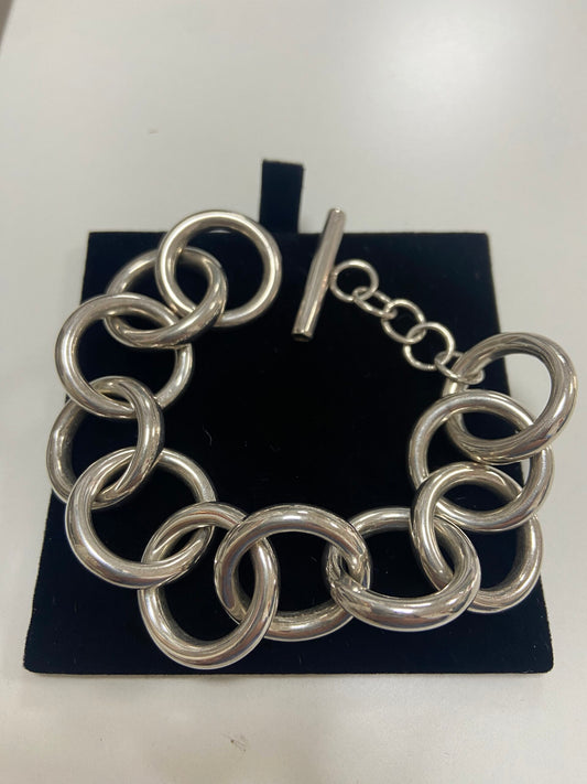 Silver Bracelet Hand Made Large Bold Circles