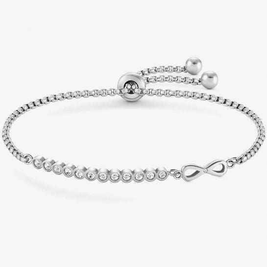 Nomination Milleluci Stainless Steel Infinity Pave Half Bangle Toggle Bracelet 028003024