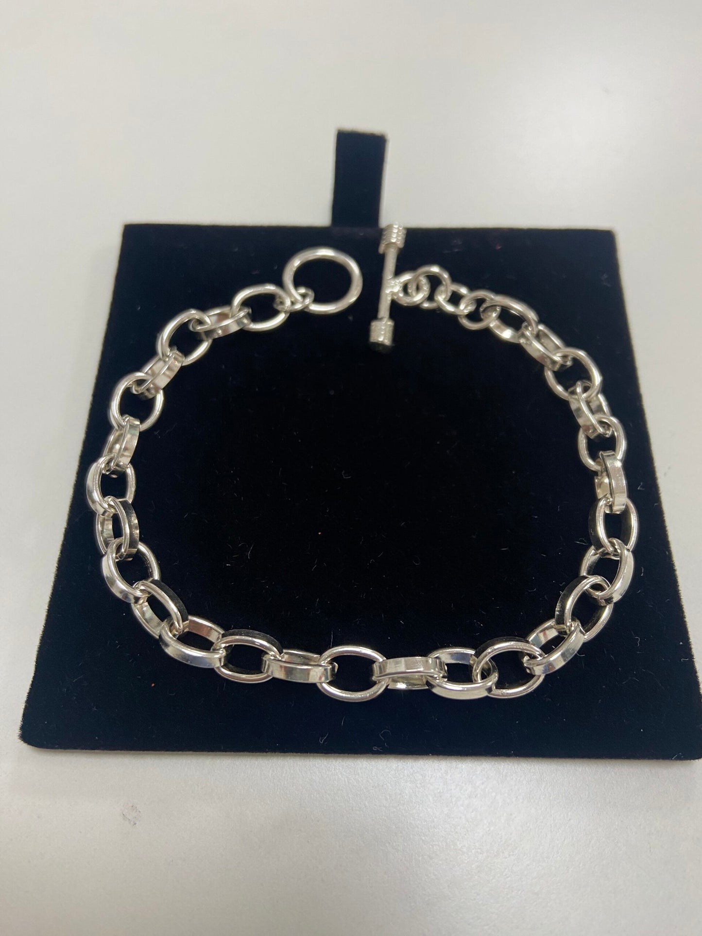 Silver Bracelet Hand Made Large Oval Belcher Link