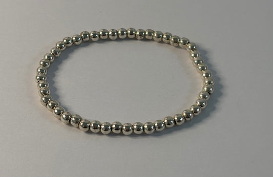 Sterling Silver Elasticated Beaded Bracelet