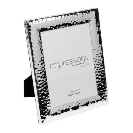 6" X 8" - IMPRESSIONS SILVER HAMMERED PHOTO FRAME