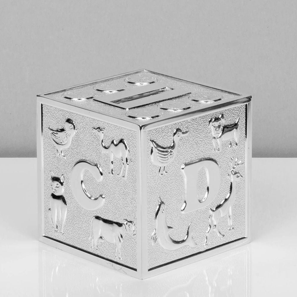 BAMBINO SILVER PLATED MONEY BOX - ABC BLOCK