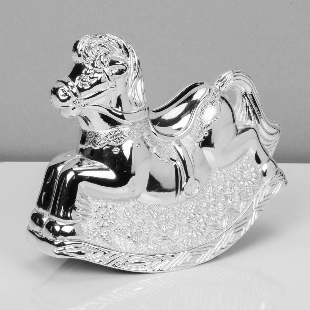 BAMBINO SILVER PLATED ROCKING HORSE MONEY BOX