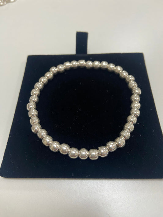 Silver Bracelet Hand Made Elastic Bead Bracelet