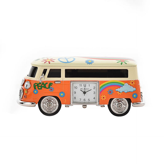 Unusual Bright Orange Coloured Miniature Camper Clock