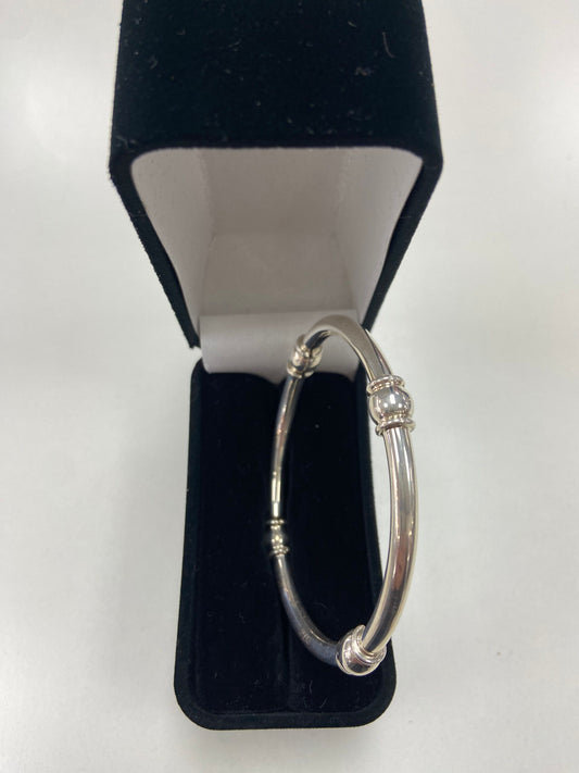 Silver Full  Bangle Hand Made With Four Beads