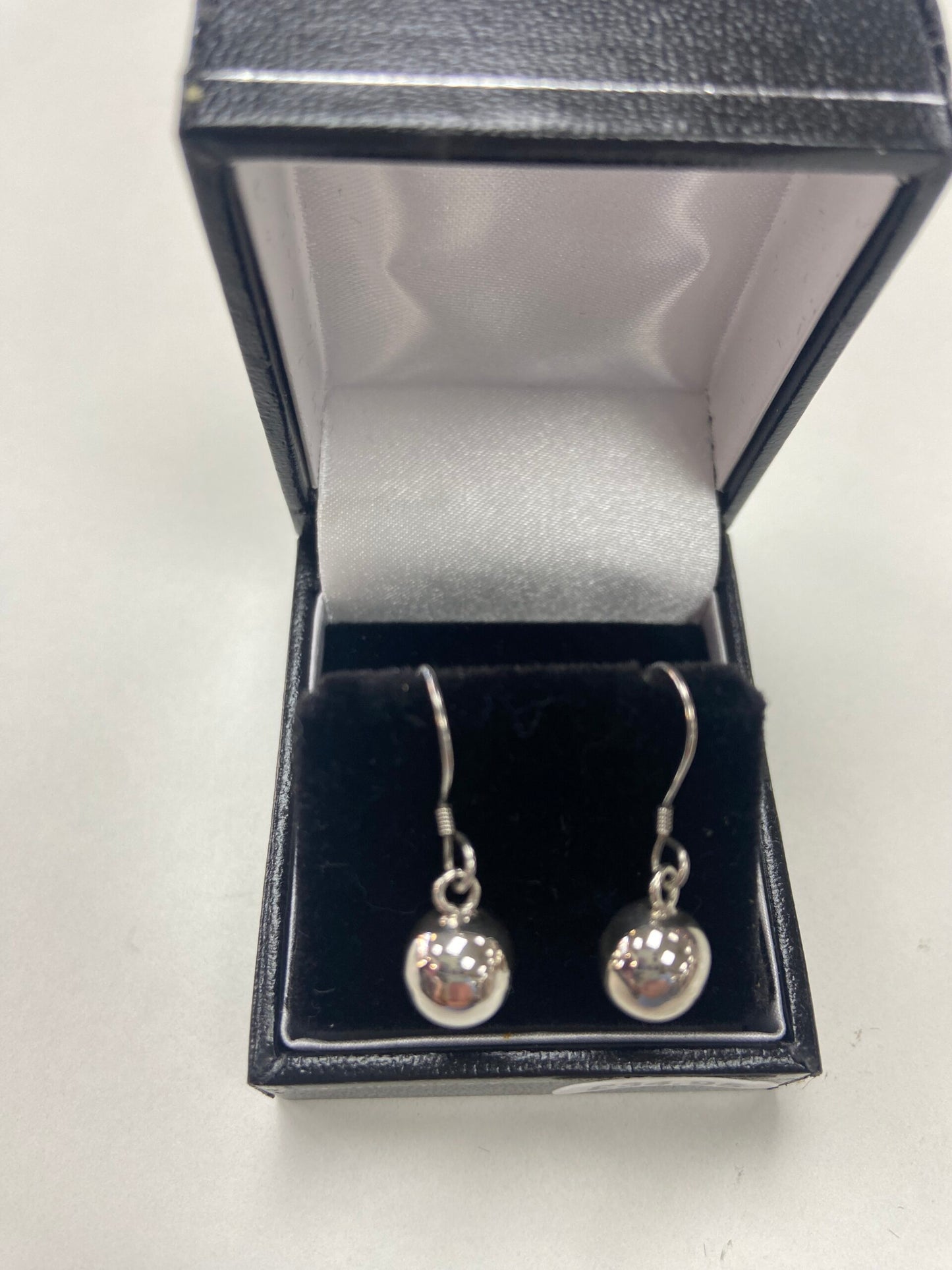 Silver Solid Ball Dangly Earrings