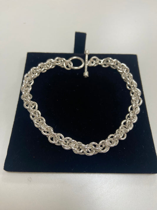 Silver Bracelet Hand Made Large Heavy Rope