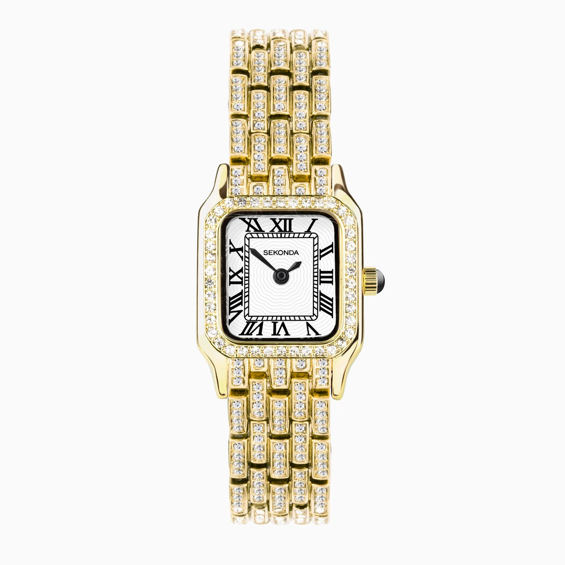 Sekonda Monica Ladies Watch with Gold Alloy Case & Full Stone Set Bracelet 40661
