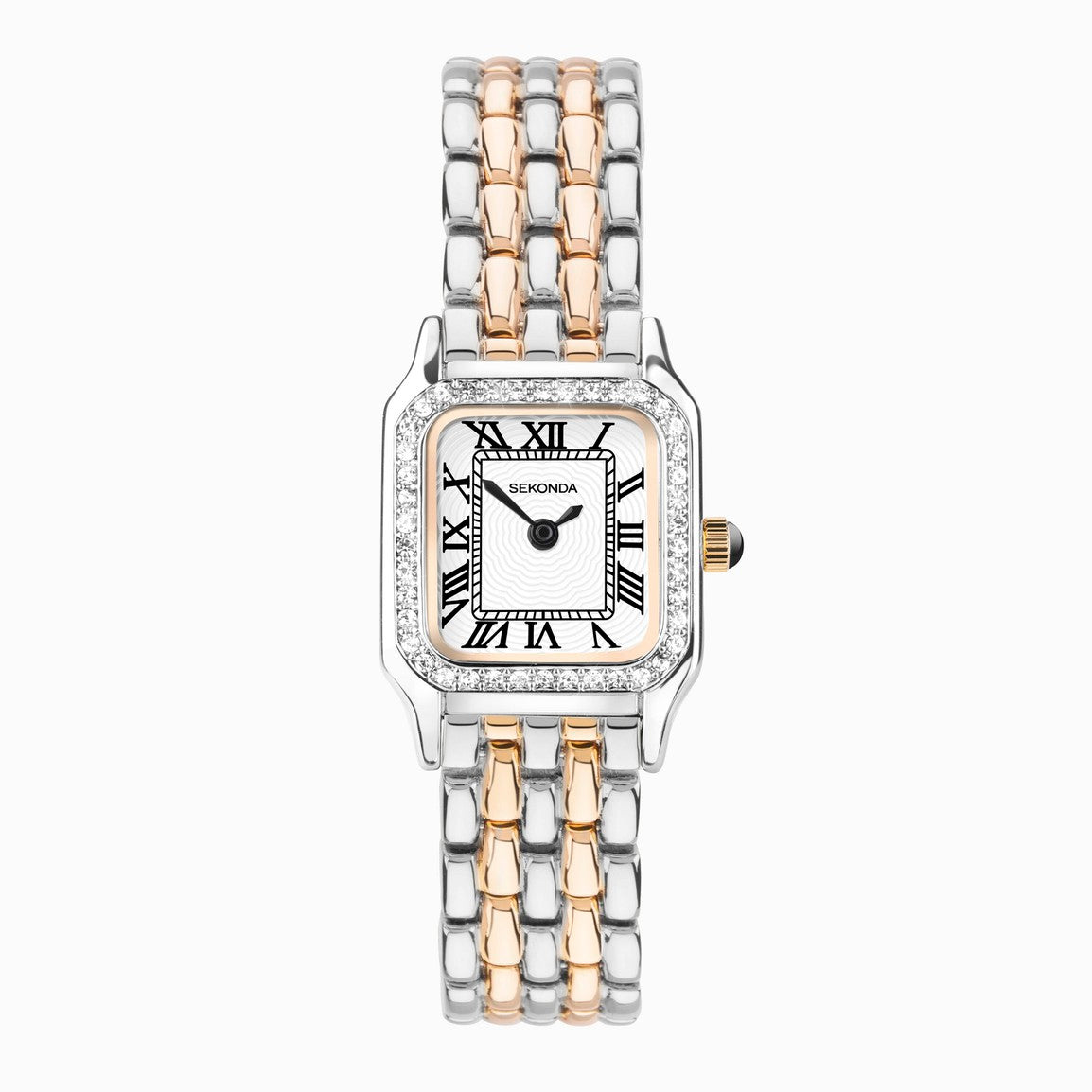 Sekonda Monica Ladies Watch with Rose Gold and Silver & Bracelet with Stone Set Bezel 40643