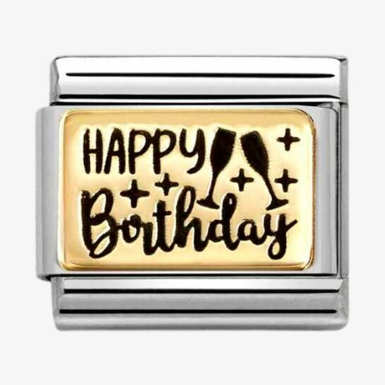 Nomination Classic Gold Happy Birthday Charm Link 03016660