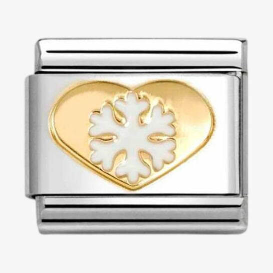 Nomination Classic Gold Heart with Snowflake White Char 03022526
