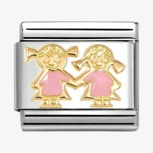 Nomination Classic Gold Sisters Pink Charm Link 03027291