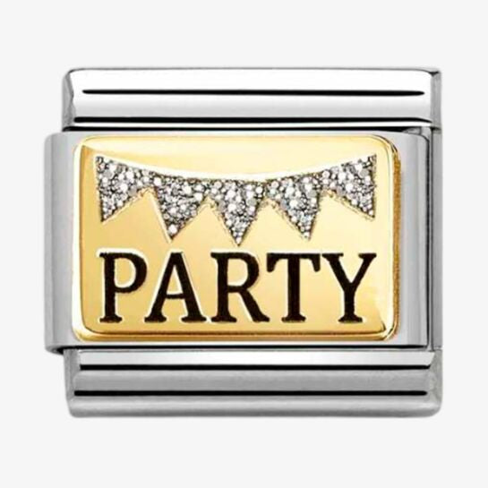 Nomination Classic Gold Party with Glitter Bunting Charm Link 03028909