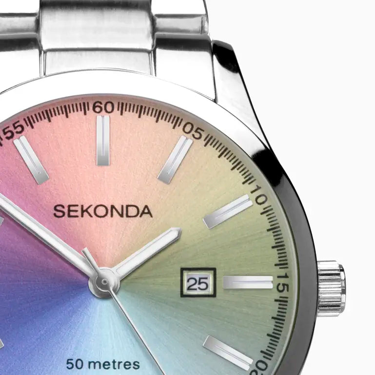 Sekonda Taylor Ladies Watch Silver Alloy Case & Stainless Steel Bracelet with Rainbow Dial 40534