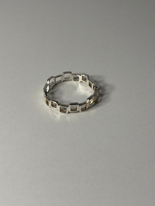 Sterling Silver Square Pattern Ring