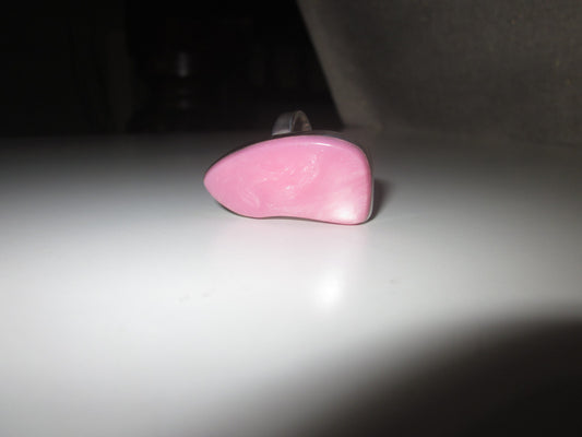 Sterling Silver Splash of Pink Irregular Shaped Adjustable Ring