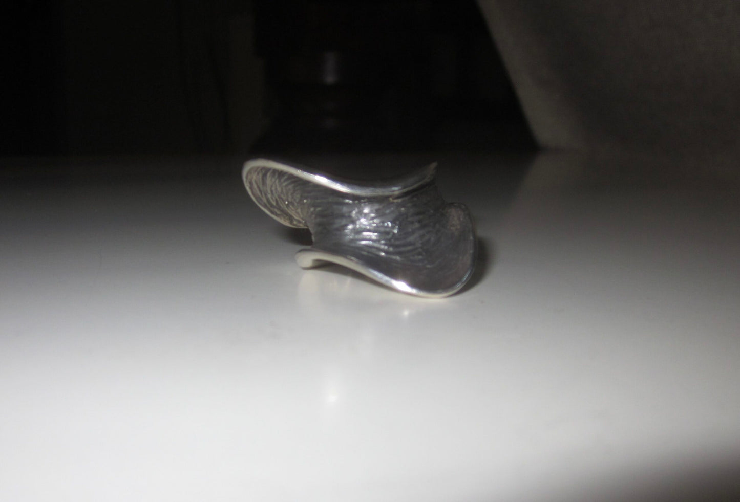 Sterling Silver Chunky Unusual Wave Square Ring Size N Size P