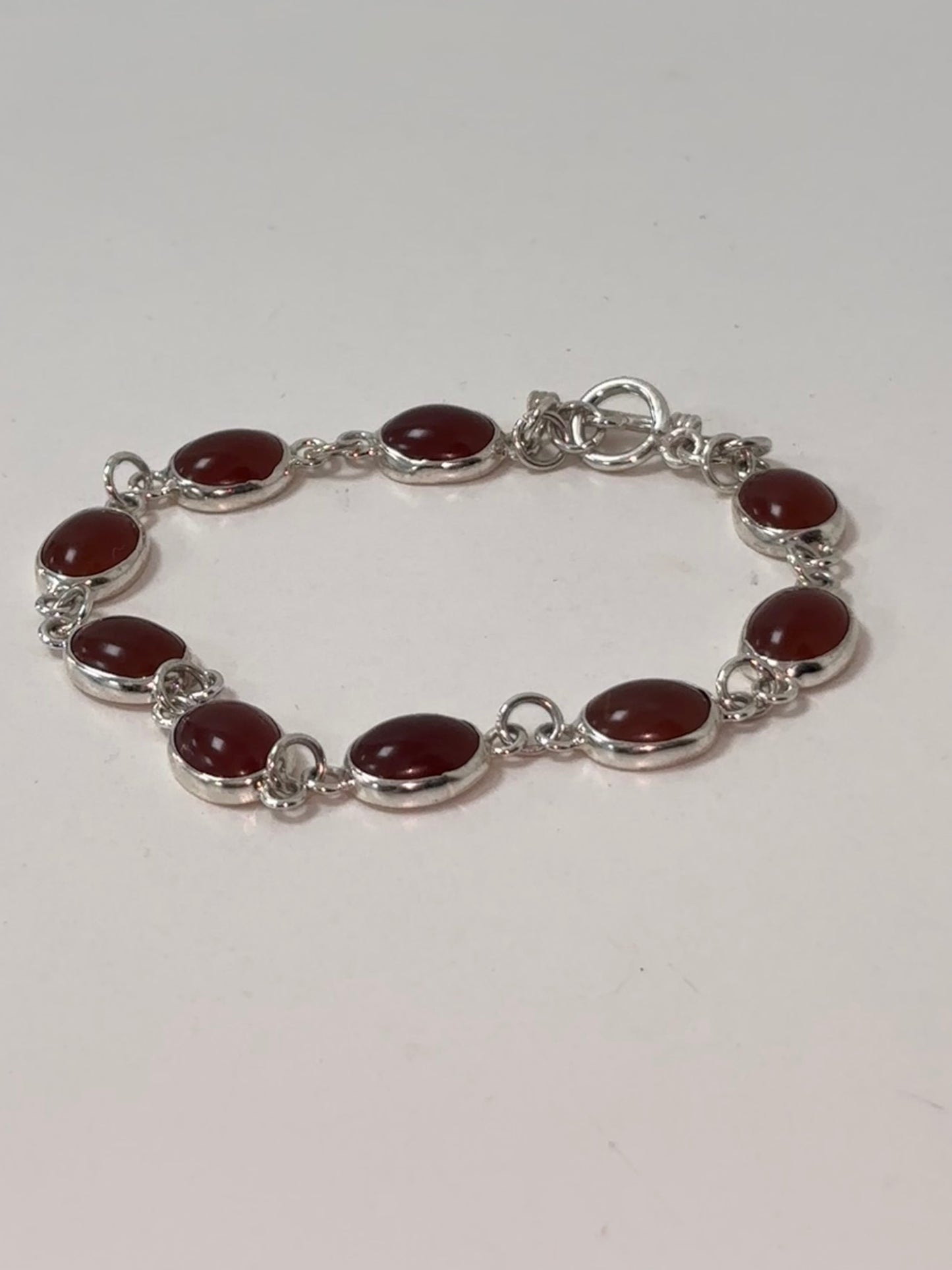Silver & Brown Stone Chain Bracelet