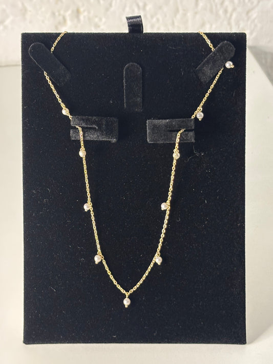 Thin Chain Gold Plated Necklace with Pearls