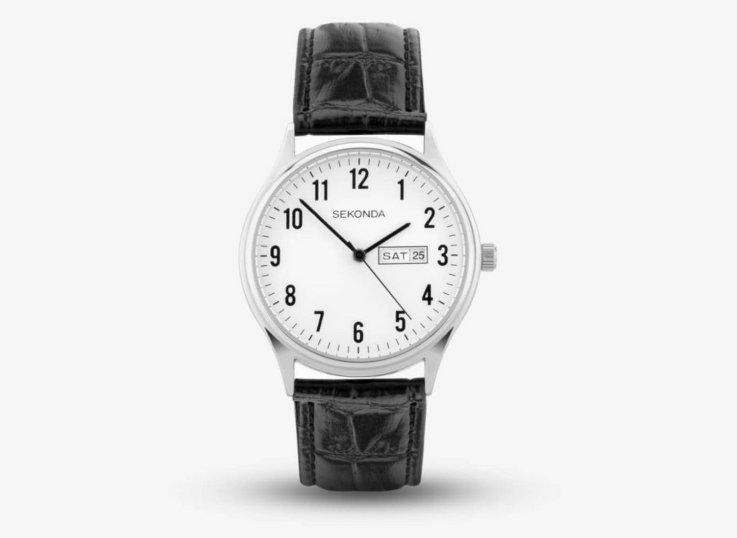 Sekonda Easy Reader Men's Watch with Silver Alloy Case & Black Leather Strap 30125