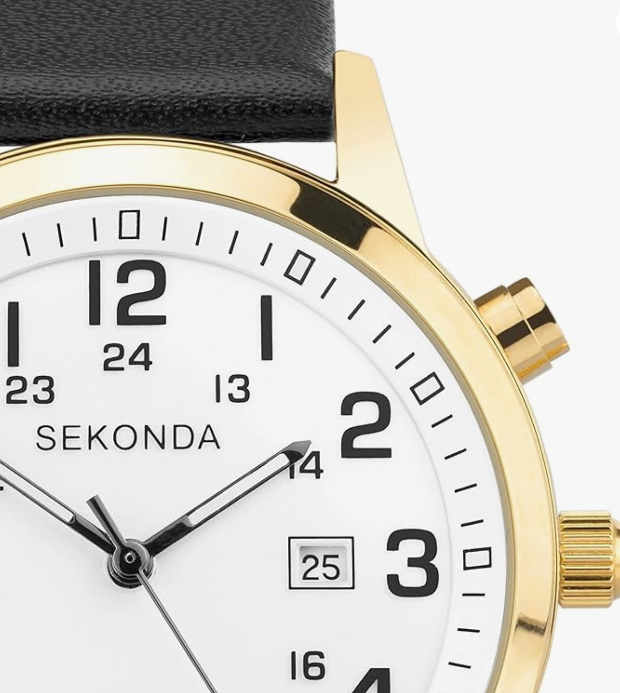 Gents Easy Reader White Dial Black Leather Strap Watch