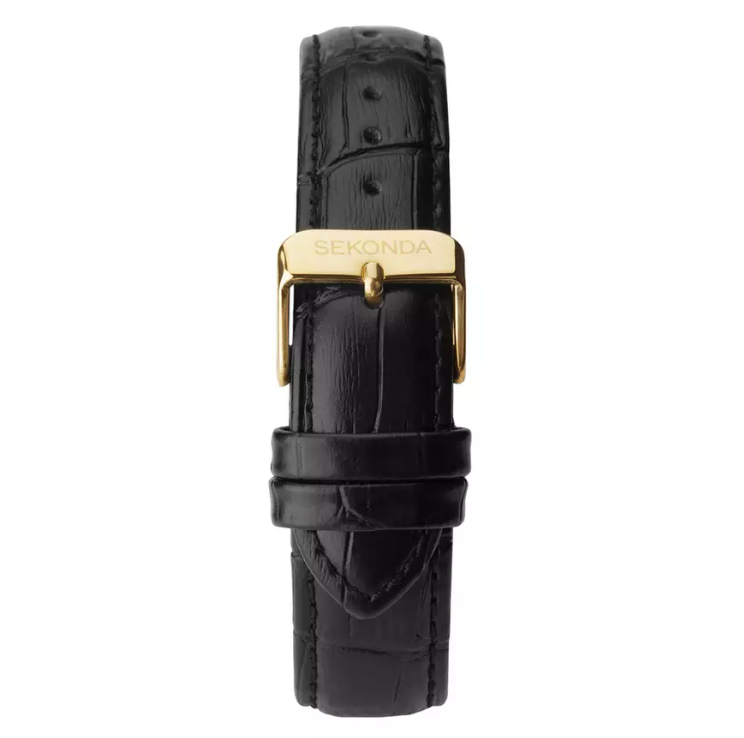 Sekonda Men's Black Leather Strap White Dial Watch 30123