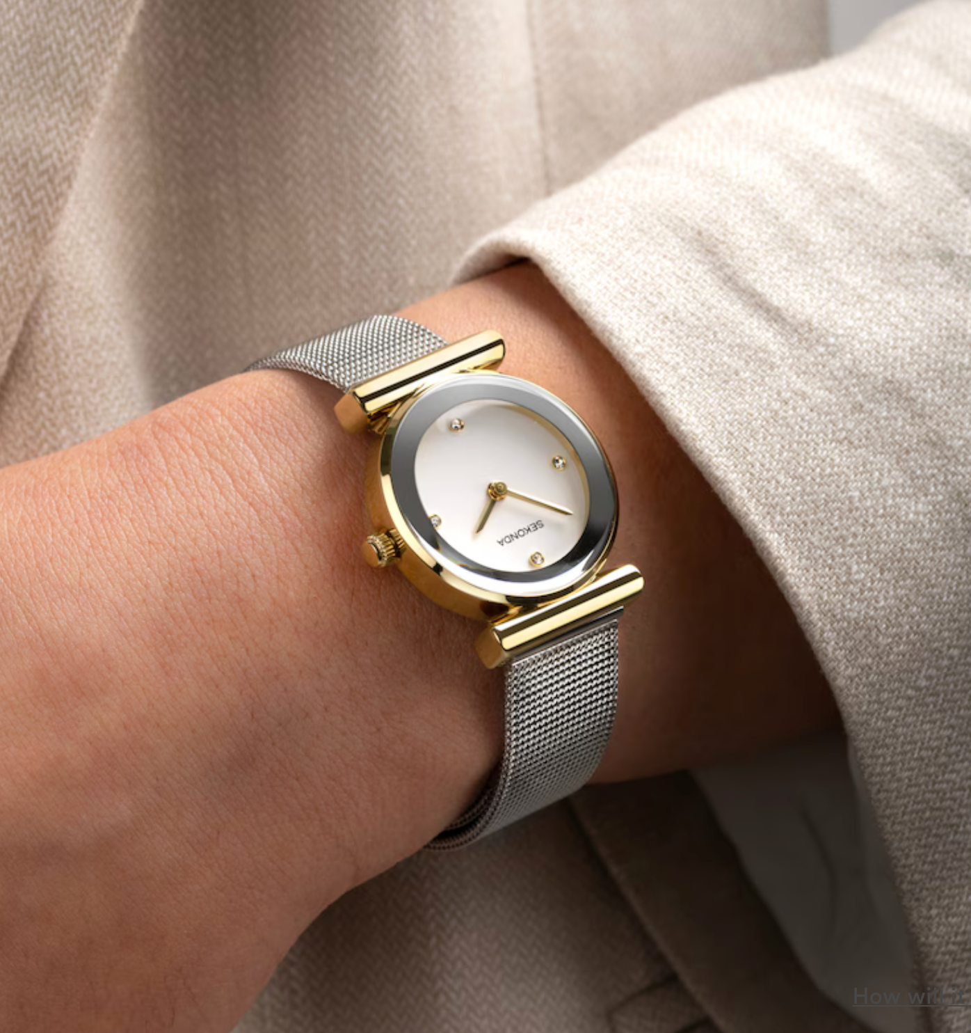 Sekonda Ava Ladies Watch with Gold Alloy Case & Silver Stainless Steel Mesh Bracelet