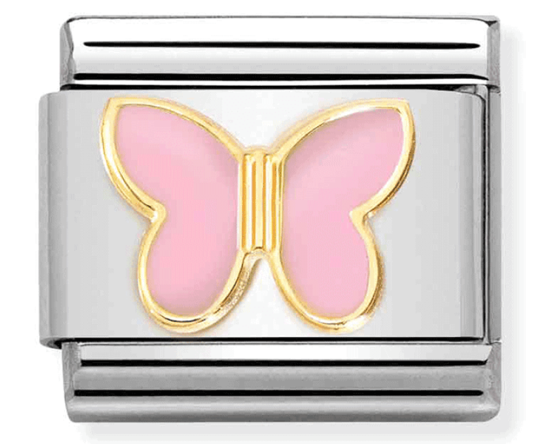 Nomination Classic Gold & Pink Butterfly Charm Link 03028559