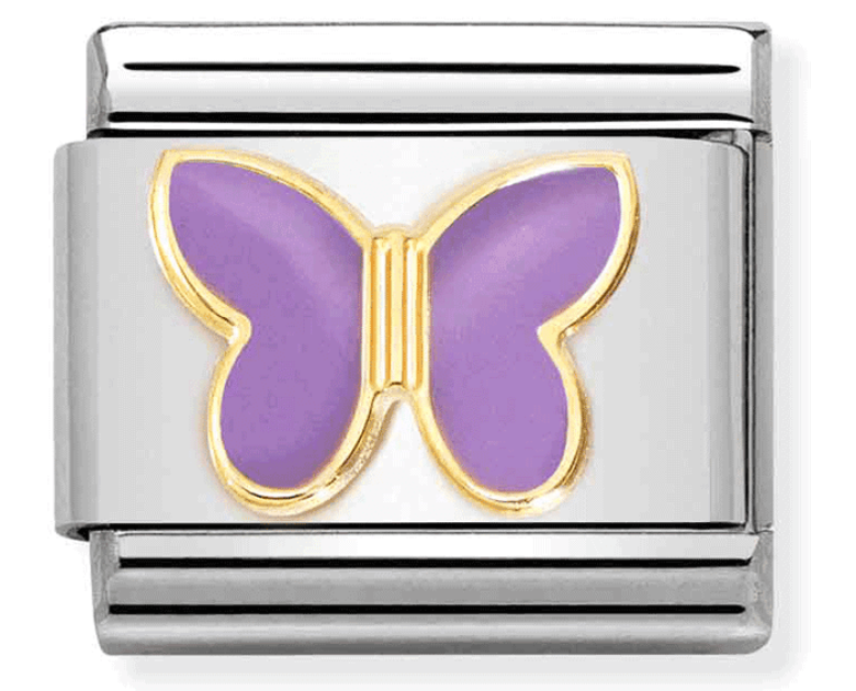 Nomination Classic Gold & Lilac Butterfly Charm Link 03028560