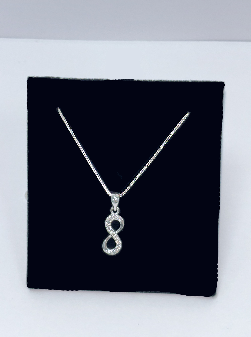 Silver CZ Infinity Pendant Necklace