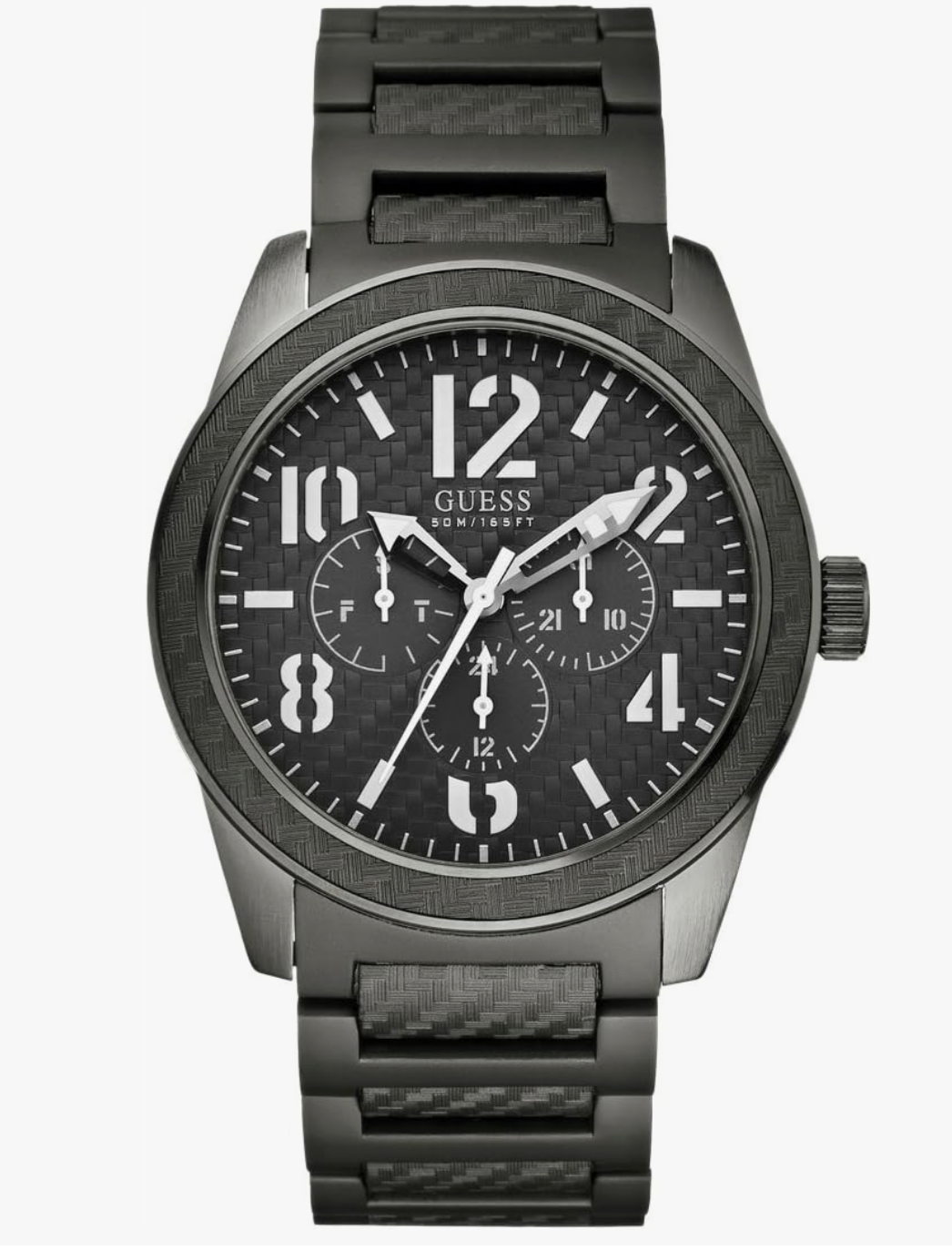 Guess Men's Quartz Watch with Black Dial Analogue Display and Grey Stainless Steel Strap