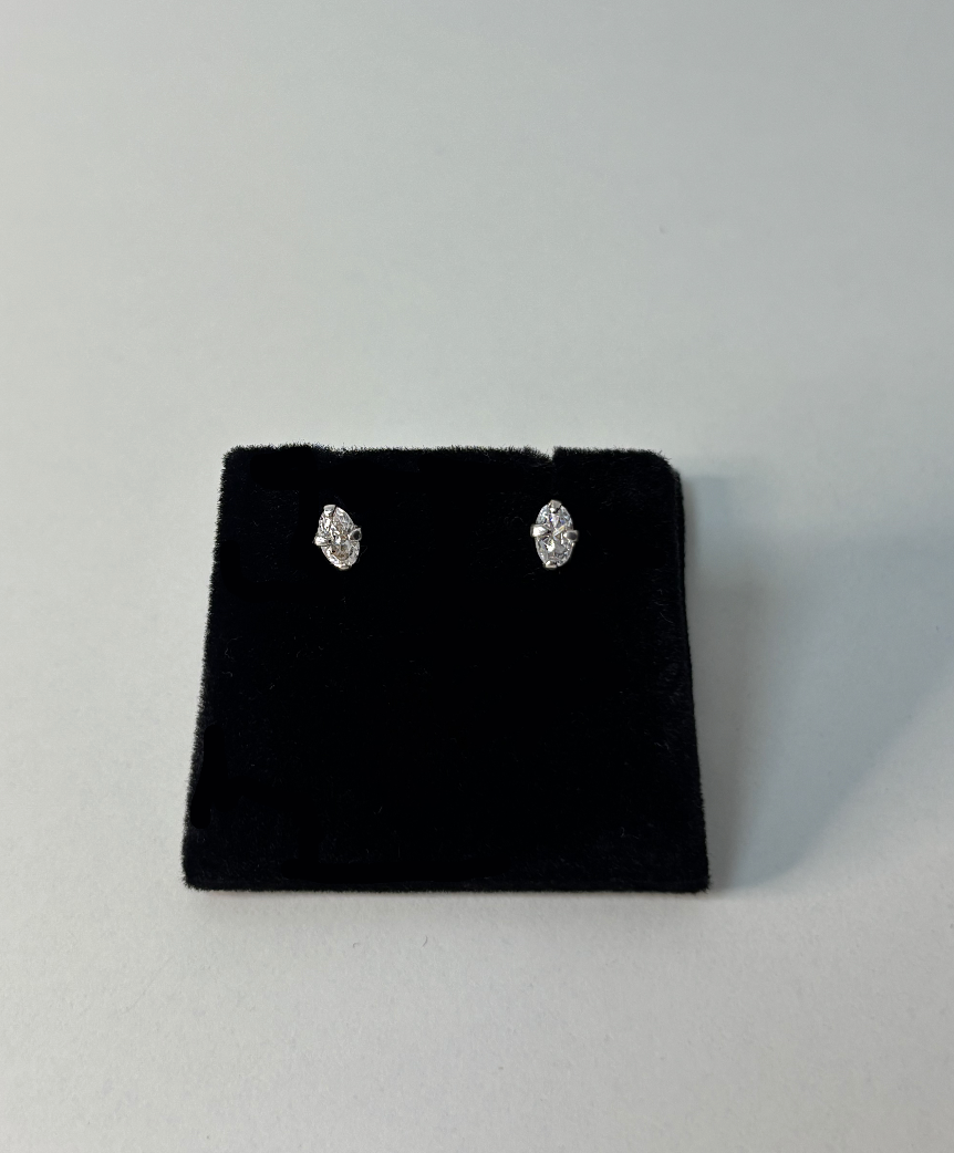 Sterling Silver Oval CZ Stone Stud