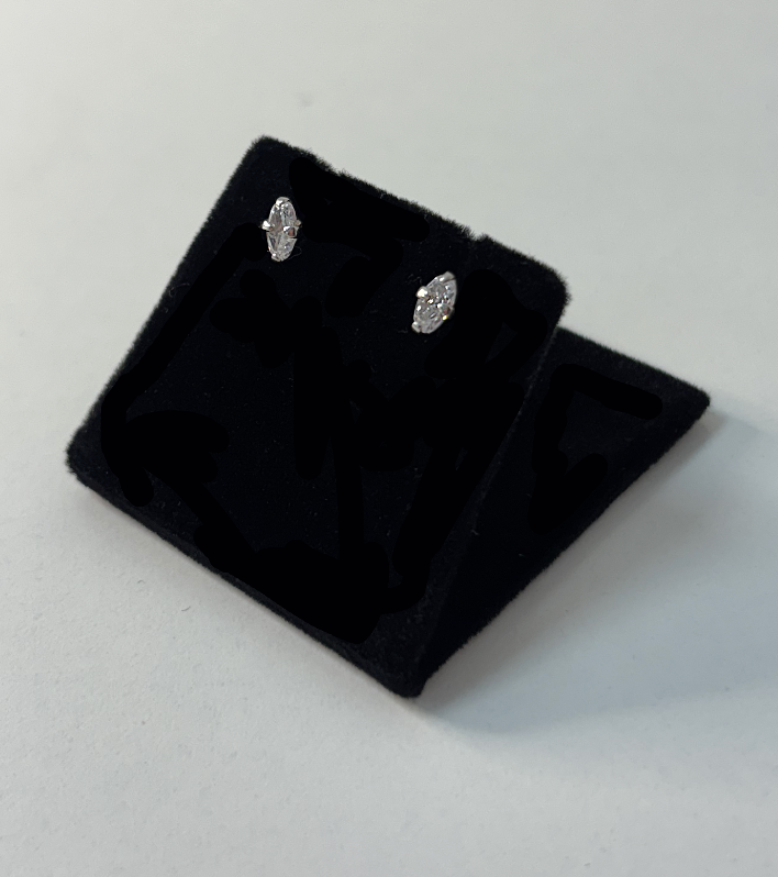 Sterling Silver Oval CZ Stone Stud