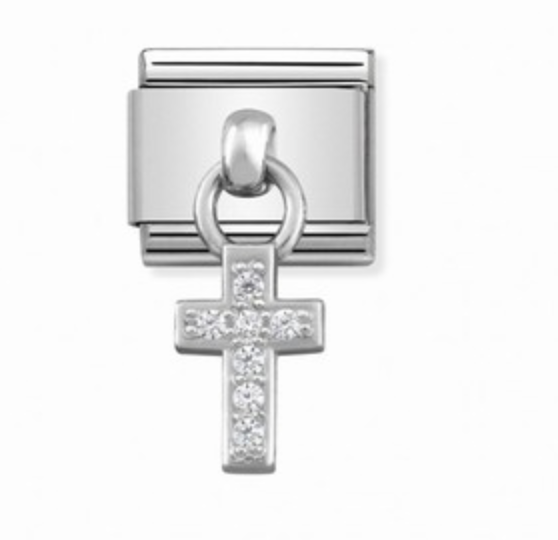 Nomination Silver Hanging Cross with CZ Charm Link 33180004