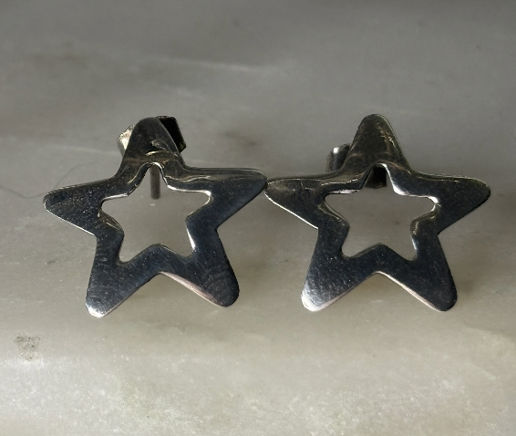 Sterling Silver Star Outline Earrings