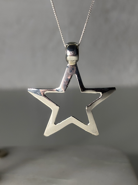 Sterling Silver Star Outline Necklace